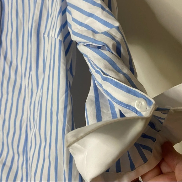 Striped Cotton Shirt Office Work Professional Button Up Shirt Size XL Petite - Picture 9 of 11